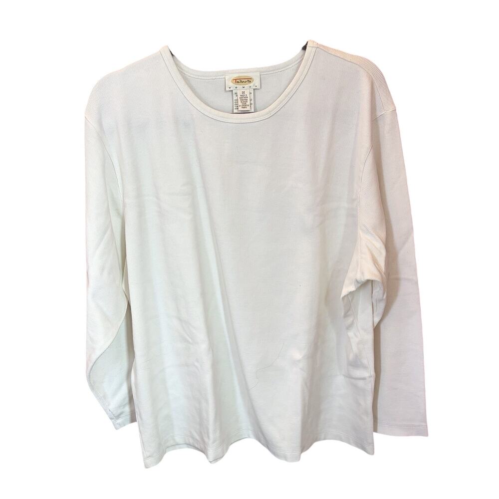 Talbots Woman 3X Ribbed Top Cream Long Sleeve Casual Preppy Work Wear